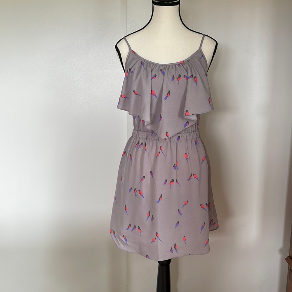American Eagle Outfitters Small Lavender Sundress Sleeveless Bird Print Pockets